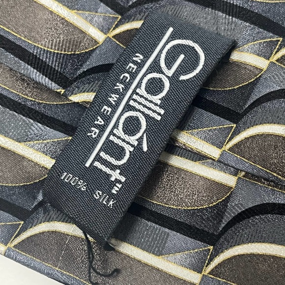 VTG Gallant Silk Tie Neutral Retro MCM  Black Brown Tan Cream Silver Gray - Picture 7 of 13